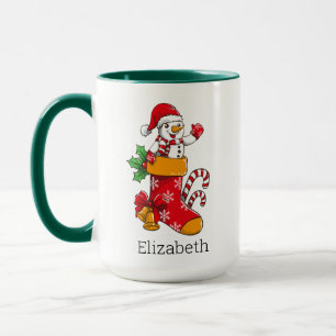 Caneca Café de canas caneleiras personalizadas de Snowman