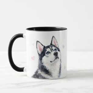 Caneca Café de Coração Bonito Siberian Husky