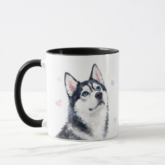 Caneca Café de Coração Bonito Siberian Husky