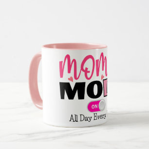 Caneca Café de Coração Rosa Modo Mãe Moderno