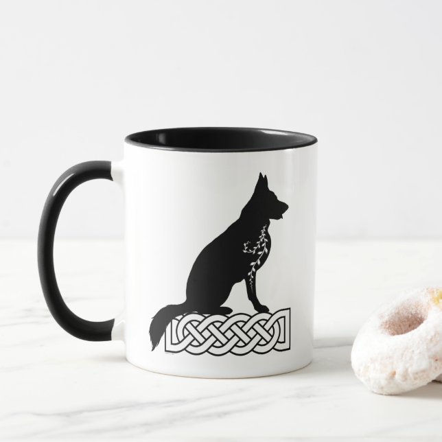 Caneca Café de dois tons do nó do german shepherd Loki Sa (Com Donut)