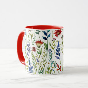 Caneca Café de Flores de Aquarela