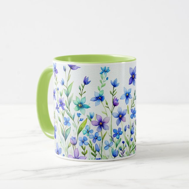 Caneca Café de Flores de Aquarela (Frente Esquerda)