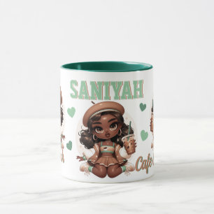 Caneca Café De Gelo Castanho E Garota Verde