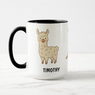 Caneca Café de Llama Alpaca Fofo Desenhado à Mão Personal