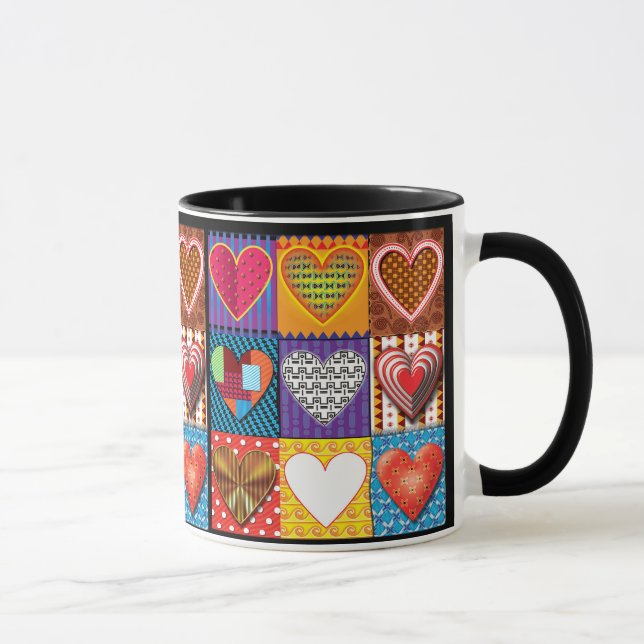 Caneca Café de moda com tendência de padrão cardíaco (Direita)