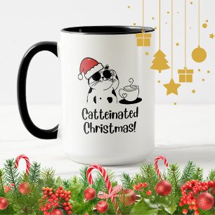 Caneca Café de Natal Catteinated e Férias de Amante de Ga