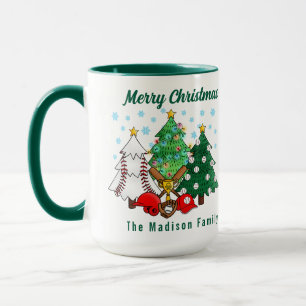 Caneca Café de Nome Simples de Natal Moderno das Árvores