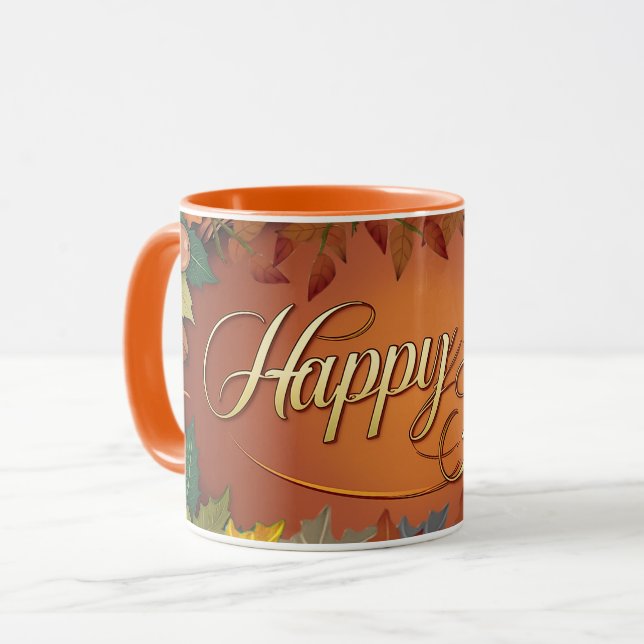 Caneca Café de outono feliz (Frente Esquerda)