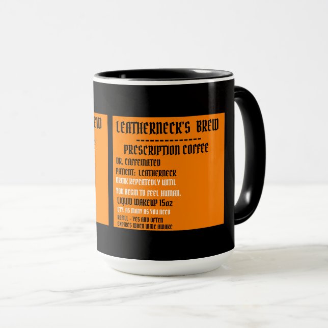 CANECA CAFÉ DE PRESCRIÇÃO DE PELO DE LEATHERNECK (Frente Esquerda)