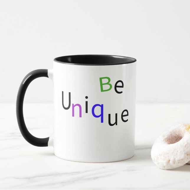 Caneca Café de Tipografia Inspiradora Seja Único  (Com Donut)