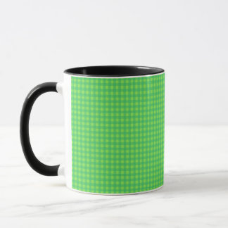 Caneca Café de Verificação Gingham Verde Brilhante