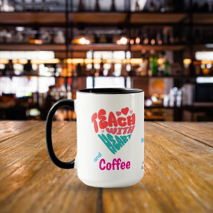 Caneca Café Divertido Ensine Rosa Azul Tipografia Persona