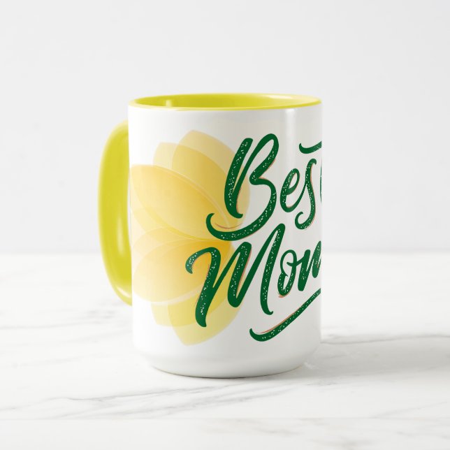 Caneca Café do Dia da Mãe Amarela (Frente Esquerda)