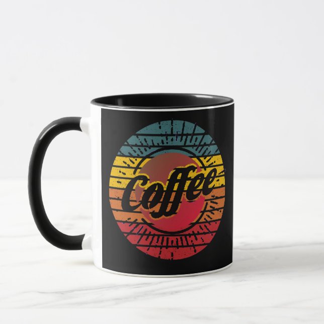 Caneca Café do pôr do sol retrô (Esquerda)