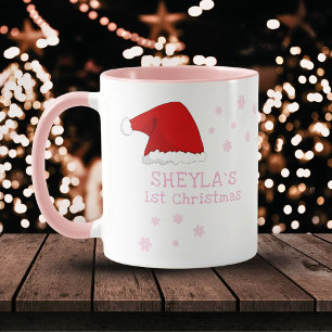 Caneca Café do Primeiro Natal do Bebê com Chapéu de Papai