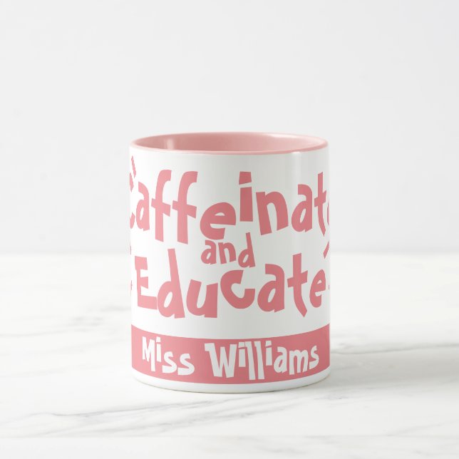 Caneca Café e Educação Dito Engraçado Nome do Professor (Centro)