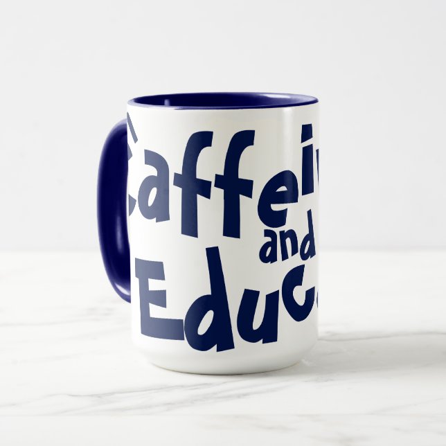 Caneca Café e Educação Professor Divertido Amante de Café (Frente Esquerda)