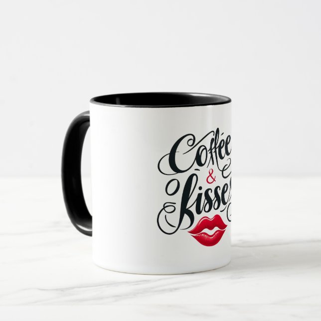 Caneca Café e Kissess - copo romântico (Frente Esquerda)