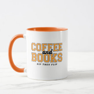 Caneca Café e Livros Beba e Depois Leia Bibliófilo Laranj