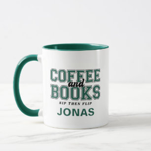 Caneca Café e Livros Beba e Depois Leia Bibliófilo Verde