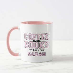 Caneca Café e Livros Beba e Depois Leia Livros Rosa
