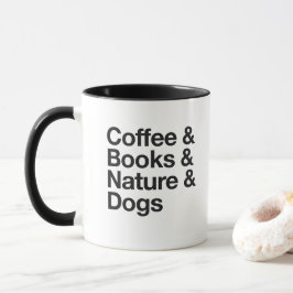 Caneca Café e Livros e Natureza e Cães Mug (Preto)