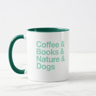 Caneca Café e Livros & Natureza e Cães Mug (Teal)