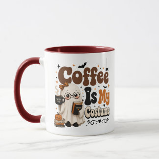 Caneca Café É Meu Fantasma Burgundy Halloween Professor