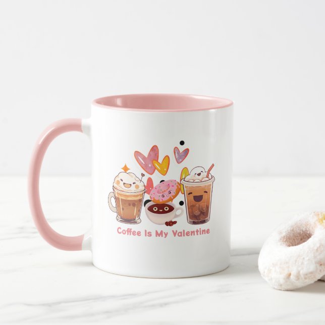 Caneca Café É Meu Namorados | Namorados de café (Com Donut)