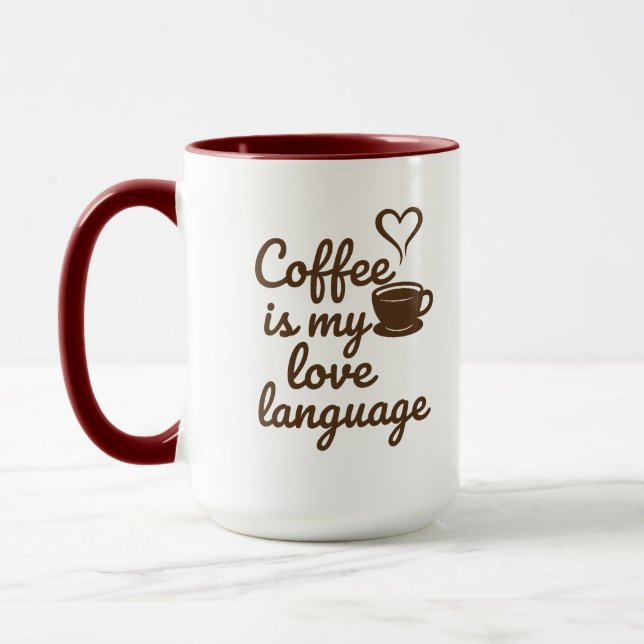 Caneca Café É Minha Linguagem De Amor Premium Mug (Esquerda)