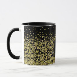 Caneca Café Elegante com Glitter de Monograma Preto e Dou