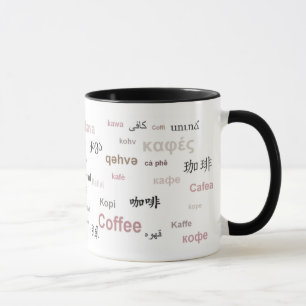 Caneca Café em diferentes línguas (castanho)
