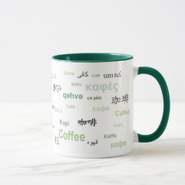 Caneca Café em línguas diferentes (verde)