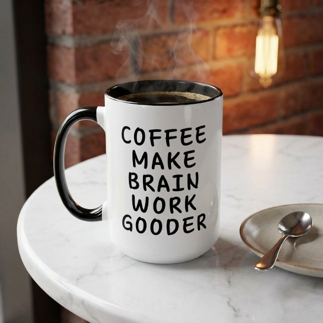 Caneca Café Engraçado Faz o Cérebro Funcionar Melhor (Criador carregado)
