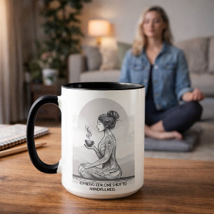 Caneca Café Expresso Consciente Meditação Zen Uma Dose Bu