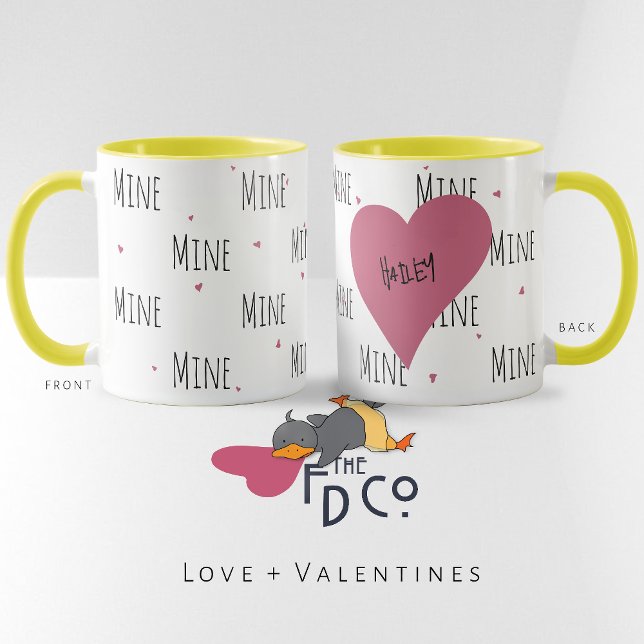 Caneca Café Fiend Teetotaler "Mine" Corações Amor (Criador carregado)