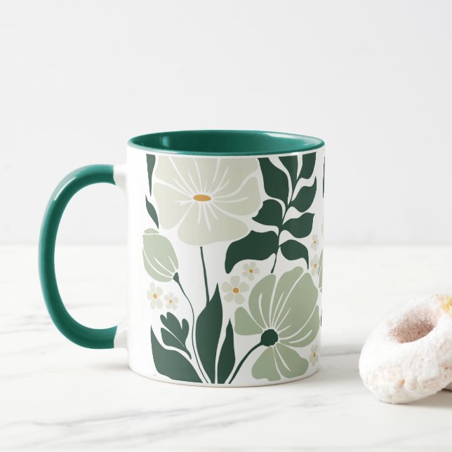 Caneca Café Floral De Duas Toneladas (Com Donut)