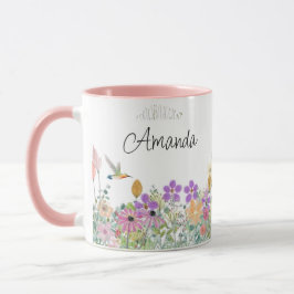Caneca Café Floral de Flores Silvestres e Verdura