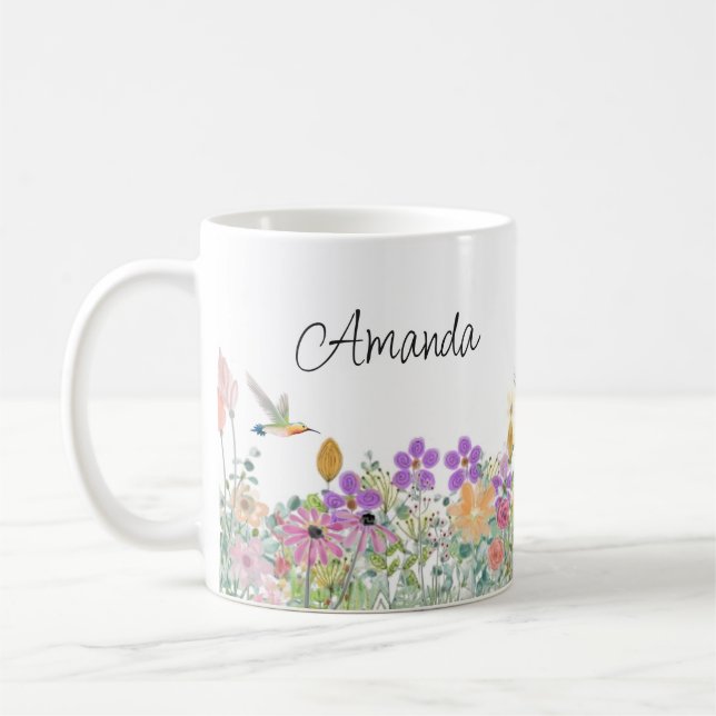 Caneca Café Floral de Flores Silvestres e Verdura (Esquerda)