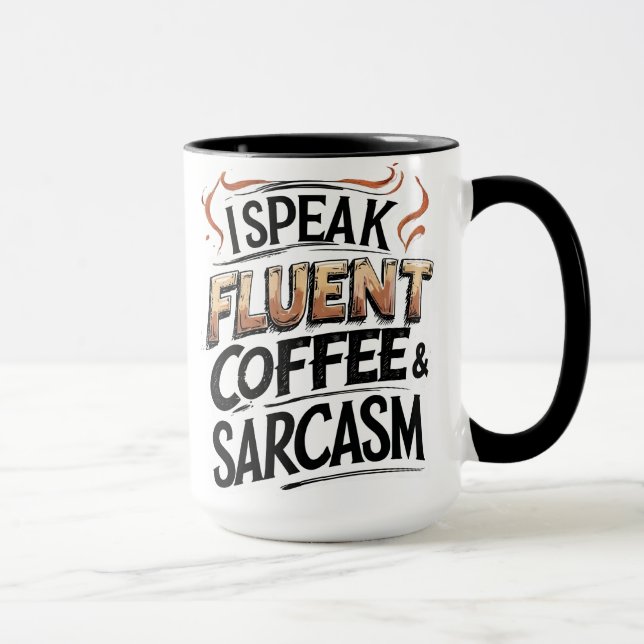 Caneca Café Fluente e Sarcasmo - Coffee Mug Engraçado (Direita)