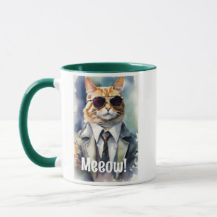 Caneca Café Gráfico de Gato legal Engraçado