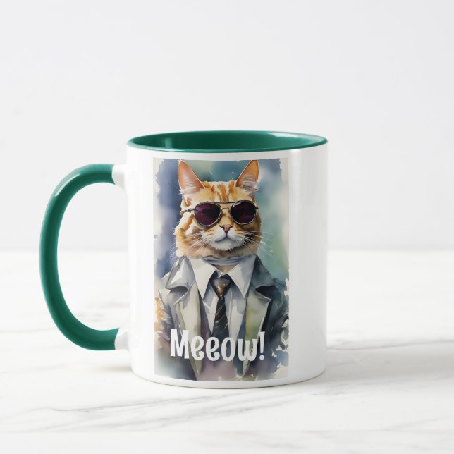 Caneca Café Gráfico de Gato legal Engraçado (Esquerda)