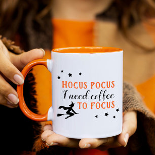 Caneca Café Hocus Pocus para Focar Laranja Halloween