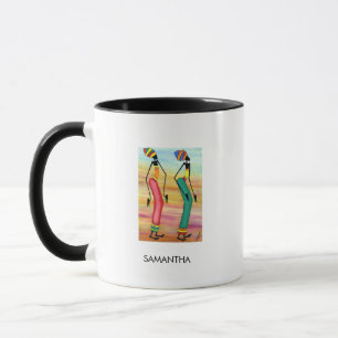 Caneca Café Inspiracional de Arte Africano Aquarela
