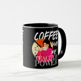 Caneca Café me dá poder para professor | Retro Funny