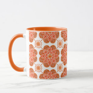 Caneca Café Mug com padrão vermelho e laranja