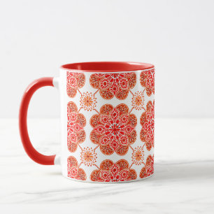 Caneca Café Mug com padrão vermelho e marrom