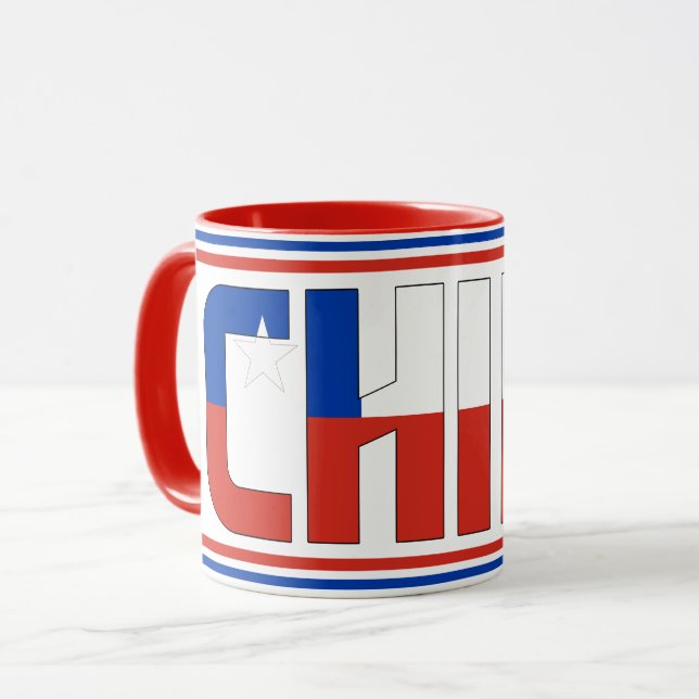Caneca Café Patriótico com Bandeira Nacional do Chile (Frente Esquerda)