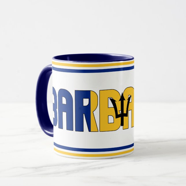 Caneca Café Patriótico da Bandeira Nacional Barbados (Frente Esquerda)